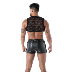 Crop Top en dentelle FLUID  LACE Noir avec Zip