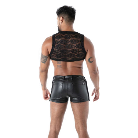 Crop Top en dentelle FLUID  LACE Noir avec Zip