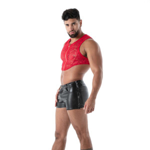 Crop top en dentelle avec zip FLUID LACE Rouge