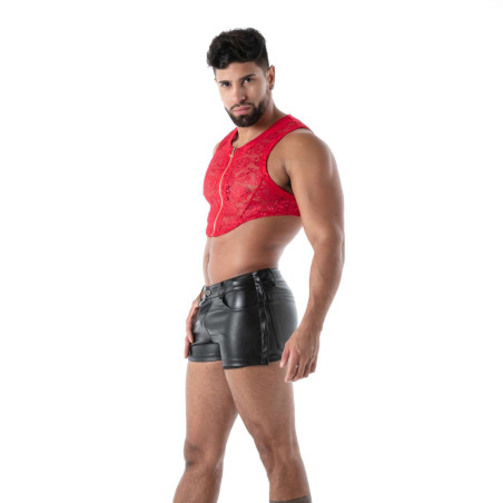 Crop top en dentelle avec zip FLUID LACE Rouge