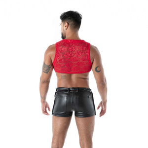 Crop top en dentelle avec zip FLUID LACE Rouge
