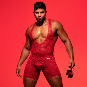 Body en dentelle rouge FLUID LACE de TOF Paris
