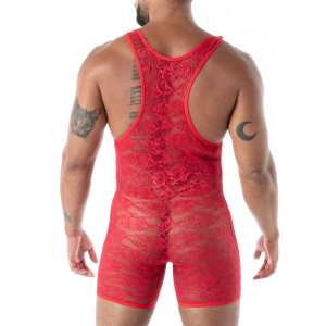 Body en dentelle rouge FLUID LACE de TOF Paris