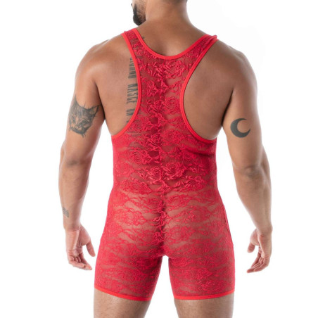 Body en dentelle rouge FLUID LACE de TOF Paris