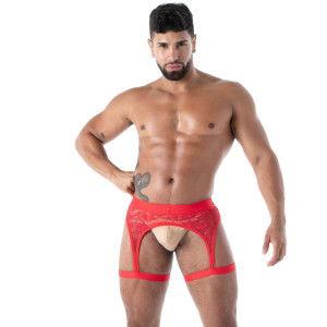 Porte-Jarretelles en dentelle FLUID LACE Rouge TOF Paris