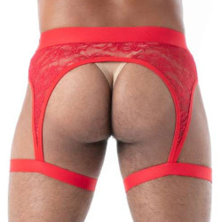 Porte-Jarretelles en dentelle FLUID LACE Rouge TOF Paris 2