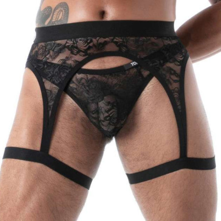 Porte-jarretelles en dentelle FLUID LACE Noir de TOF Paris