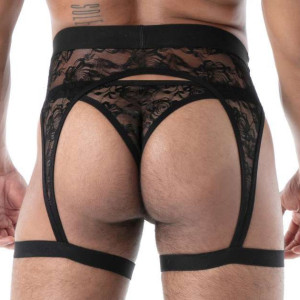 Porte-jarretelles en dentelle FLUID LACE Noir de TOF Paris