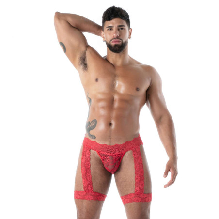 Jock Chaps en dentelle FLUID LACE Rouge de TOF Paris