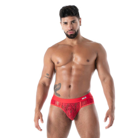 Slip en dentelle FLUID LACE Rouge de TOF Paris