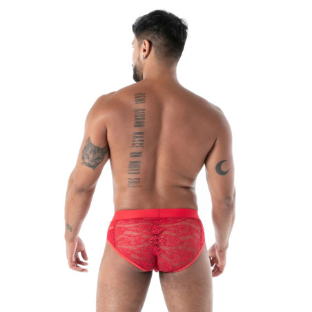 Slip en dentelle FLUID LACE Rouge de TOF Paris