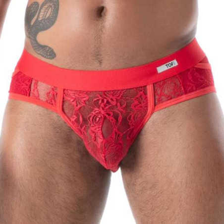Slip en dentelle FLUID LACE Rouge de TOF Paris