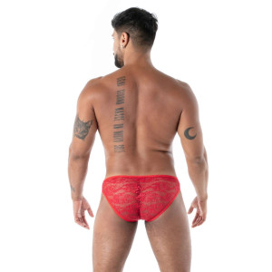 Mini slip en dentelle FLUID LACE Rouge de TOF Paris