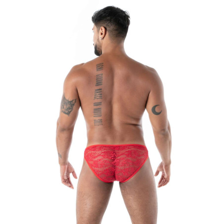 Mini slip en dentelle FLUID LACE Rouge de TOF Paris