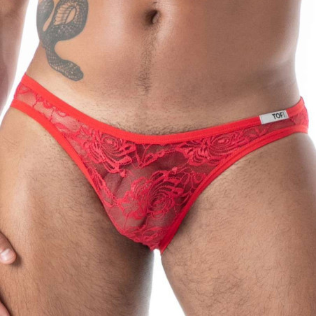 Mini slip en dentelle FLUID LACE Rouge de TOF Paris