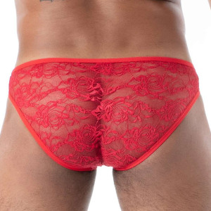 Mini slip en dentelle FLUID LACE Rouge de TOF Paris