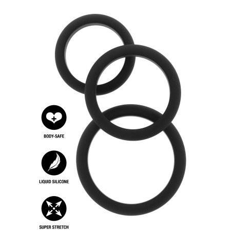 Lot de 3 Cockrings en silicone STAMCOCK 40-50 mm