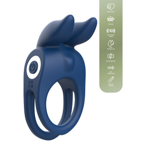 Cockring vibrant FIERCE RABBIT Bleu - Diamètre 30 mm