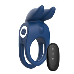 Cockring vibrant FIERCE RABBIT Bleu - Diamètre 30 mm