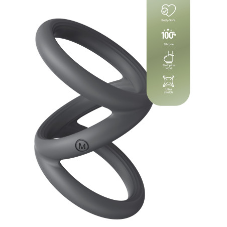 Cockring en silicone TRIPLICOCK M - Diamètre 45 mm