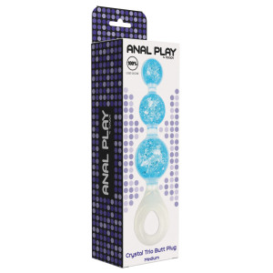 Chapelet anal CRYSTALTRIO Bleu 14 x 4.5cm