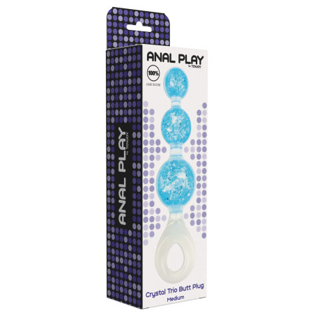 Chapelet anal CRYSTALTRIO Bleu 14 x 4.5cm