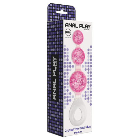 Chapelet anal CRYSTALTRIO Rose 14 x 4.5cm