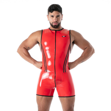 Body en latex avec zip intégral SECOND SKIN Rouge