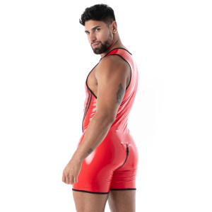 Body en latex avec zip intégral SECOND SKIN Rouge
