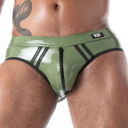 Bottomless en latex kaki SECOND SKIN avec Zip