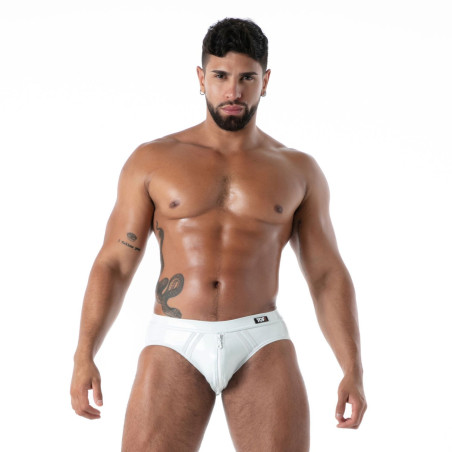 Bottomless en latex SECOND SKIN Blanc avec Zip par TOF Paris