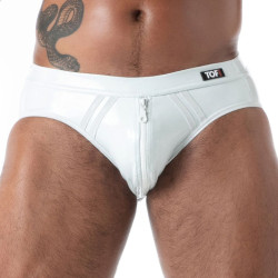 Bottomless en latex SECOND SKIN Blanc avec Zip par TOF Paris