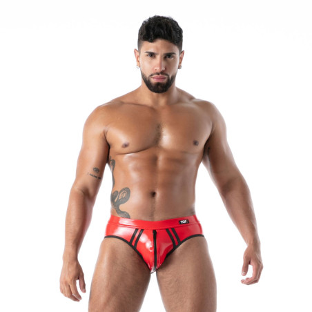 Bottomless en latex Rouge SECOND SKIN avec Zip