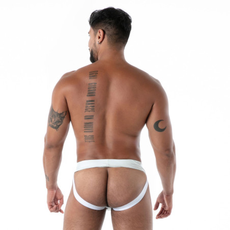 Jockstrap en latex Blanc avec zip SECOND SKIN de TOF Paris