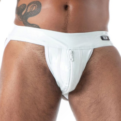 Jockstrap en latex Blanc avec zip SECOND SKIN de TOF Paris