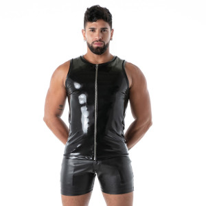 Débardeur en latex avec zip SECOND SKIN Noir de TOF Paris