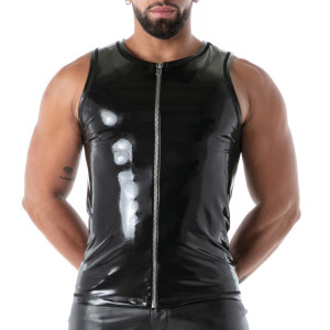 Débardeur en latex avec zip SECOND SKIN Noir de TOF Paris