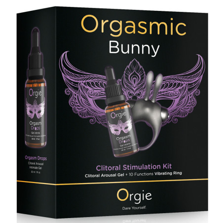 Coffret Cockring rabbit + Gel stimulant clitoris ORGASMIC BUNNY