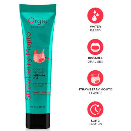 Lubrifiant Aromatisé COCKTAIL MOJITO FRAISE 100ml Vert