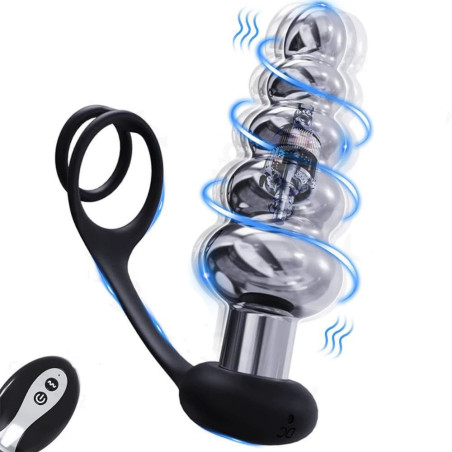 Plug vibrant en métal + Cockring TORNUIK M par AnalTech