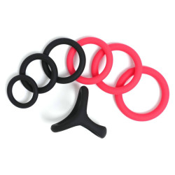 Pack 7 Cockrings FULL ERECT Noir-Rouge de CockzRing 2