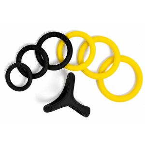 Pack 7 Cockrings FULL ERECT Noir-Jaune de CockzRing
