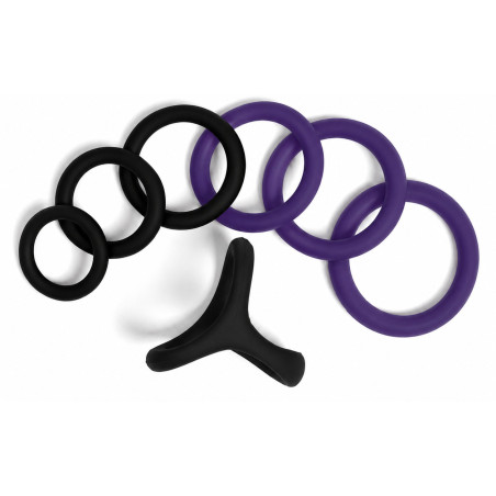 Pack 7 Cockrings FULL ERECT Noir-Violet de CockzRing