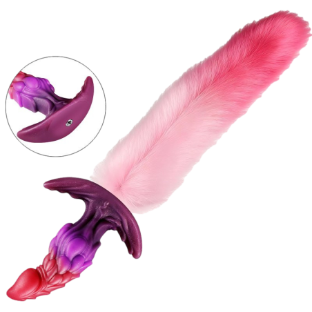 Plug dragon queue de renard DRAKONYX roses par Kinky Puppy