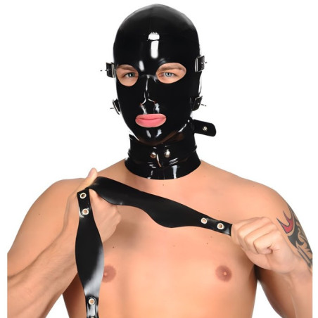 Cagoule en latex BLINDMUTEMAX Noire de LateXcite
