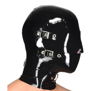 Cagoule en latex BLINDMUTEMAX Noire de LateXcite