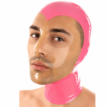 Cagoule en latex HEARTCLEAR Rose de LateXcite