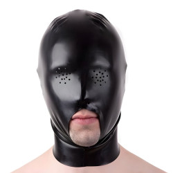 Cagoule en latex PIERCE EYES Noire de LateXcite