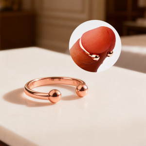Anneau de gland 2 Boules OPEN BALL 8mm Rose cuivré par MenSteel