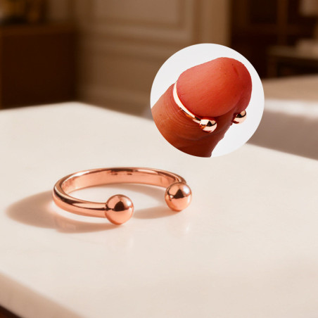 Anneau de gland 2 Boules OPEN BALL 8mm Rose cuivré par MenSteel